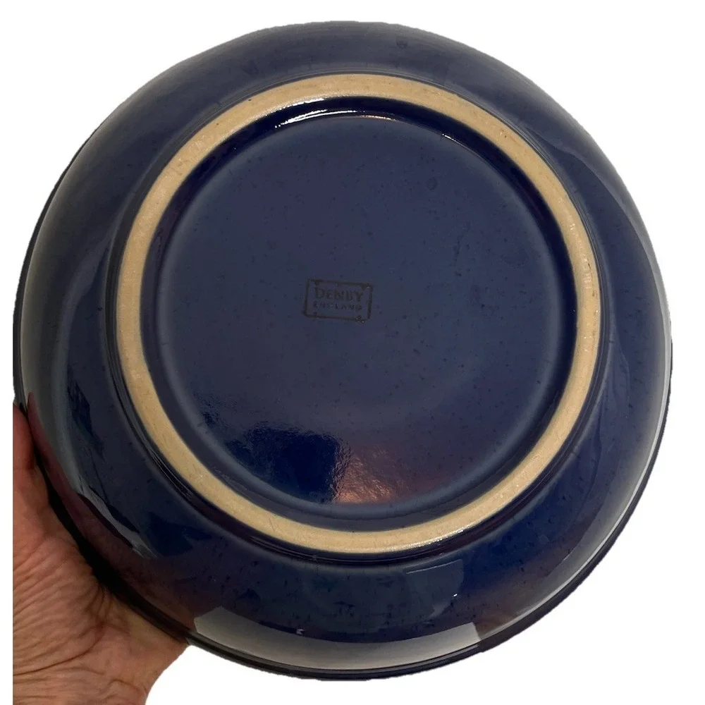 Denby England  Harlequin‎ Red Blue Large Pasta Salad  Serving Bowl 11 3/4